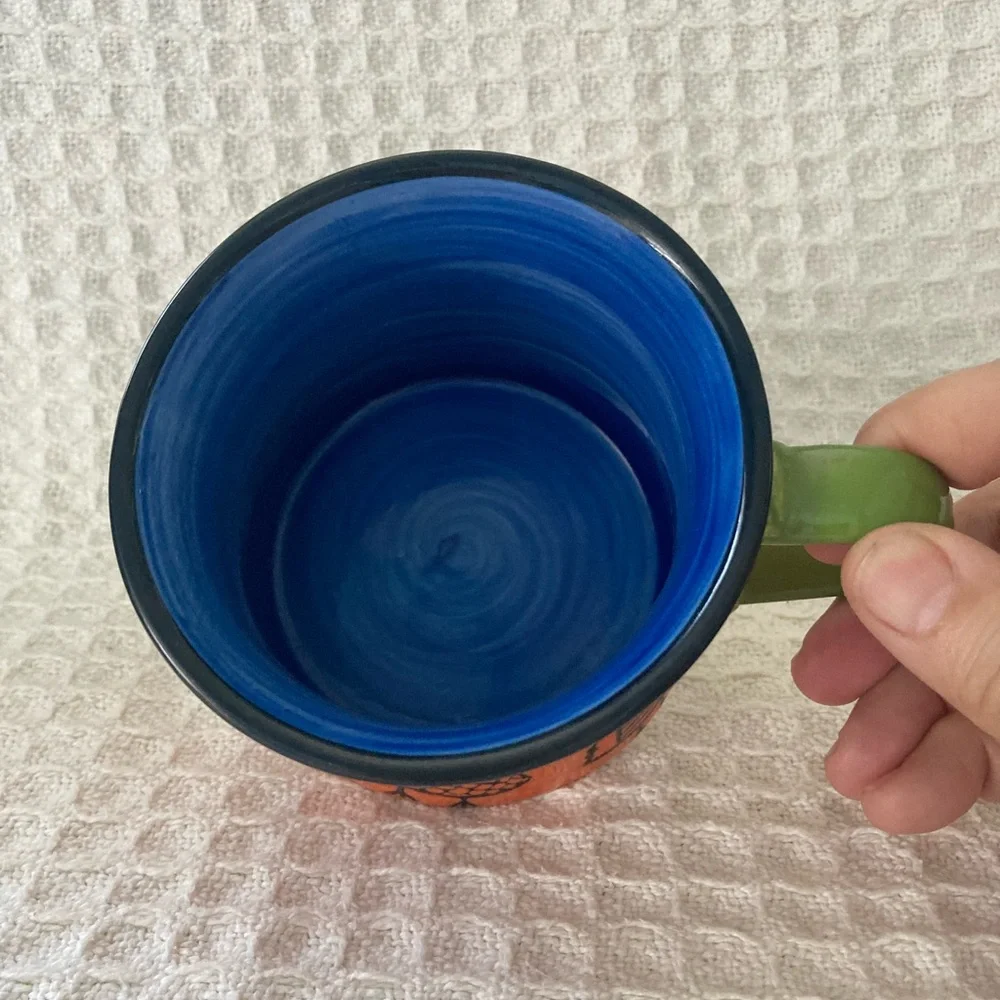 Pier 1 Hand Painted Stoneware Owl Mug